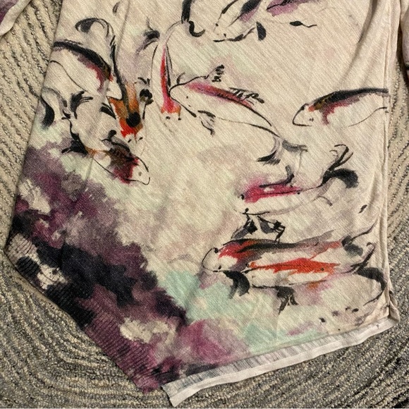 KNITTED + KNOTTED Watercolor Koi Sweater Top Tunic - Picture 2 of 6
